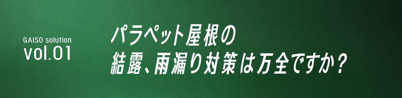 GAISO solution vol.01 パラペット屋根の結露、雨漏り対策は万全ですか？